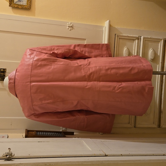 NWT New Trend  pink leather coat Sz L - Picture 3 of 9